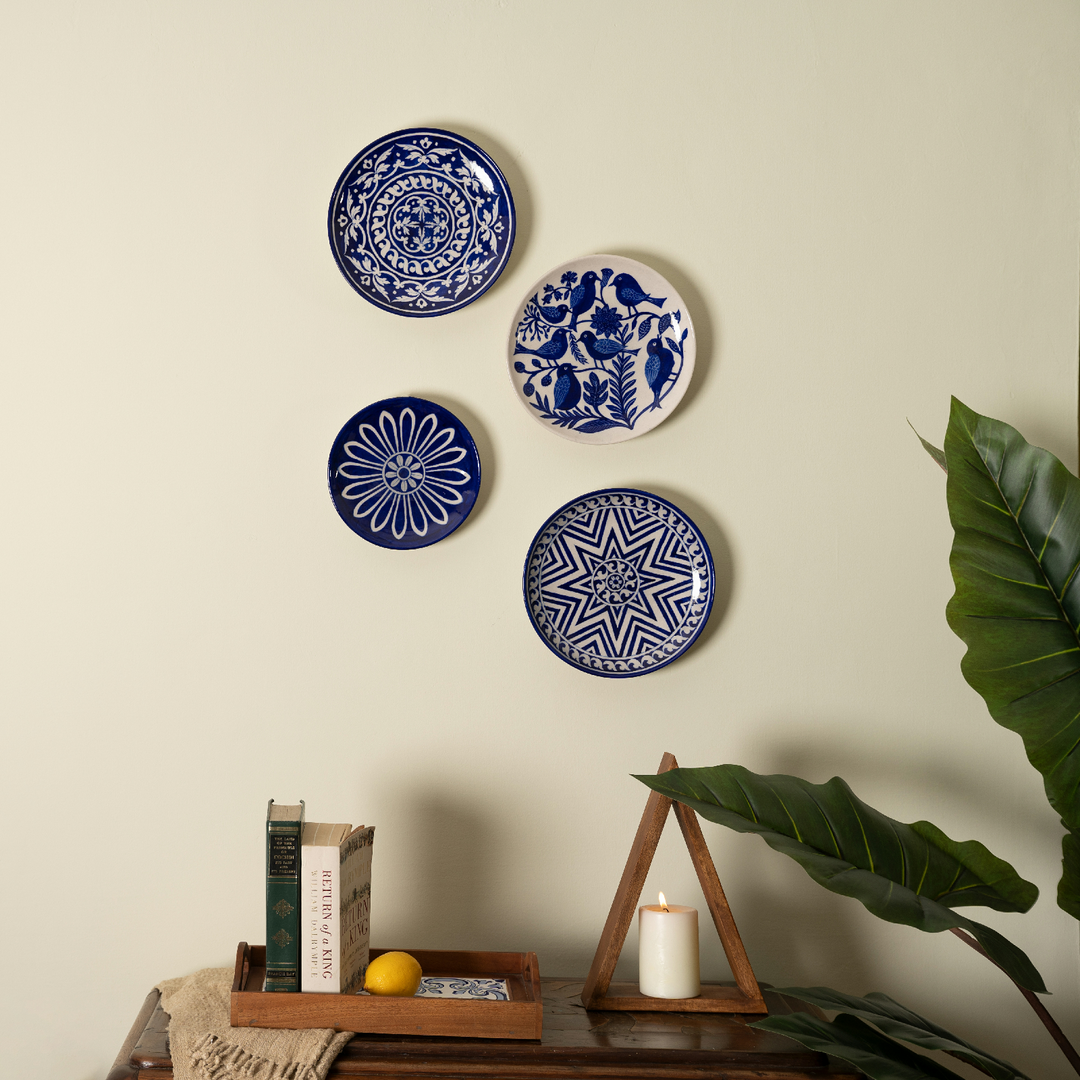 Blue Pottery Wall Plates, handmade handcrafted by artisans