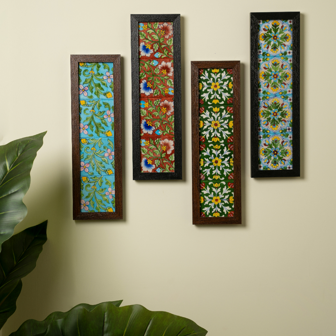 wall frames with Blue pottery tiles, Made by artisans, Wall decor