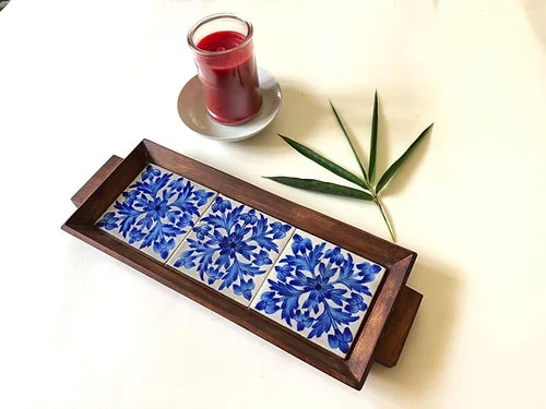 Magnolia Long Tray - Blue Pottery  Collection