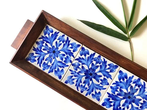 Magnolia Long Tray - Blue Pottery  Collection